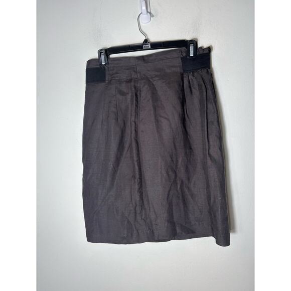 Au Lieu Cinched Waist Grey Linen Skirt Sz 8 - Picture 1 of 2